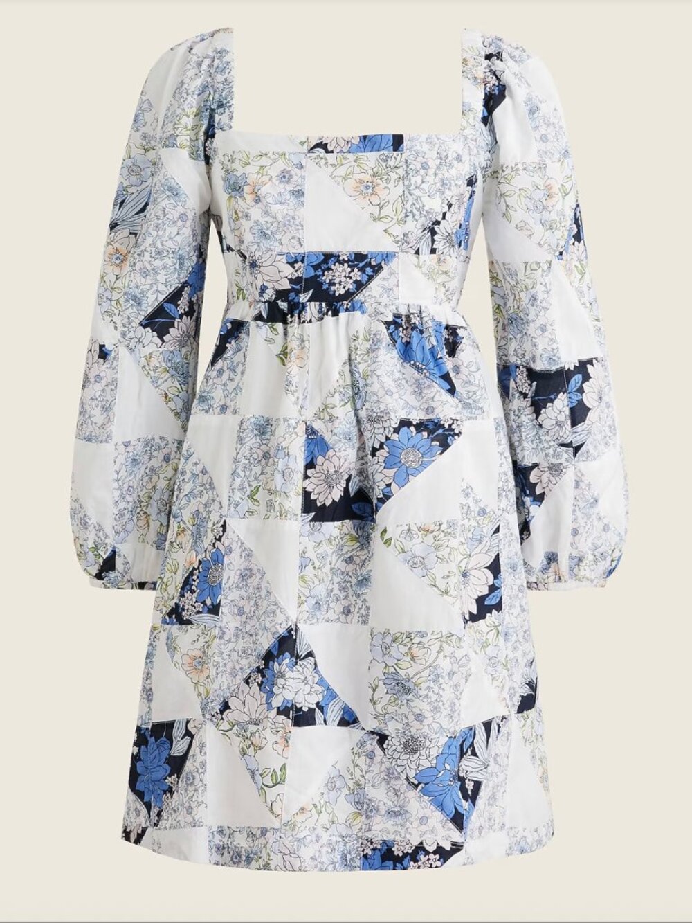 J. Crew Squareneck cotton voile dress in patchwork floral